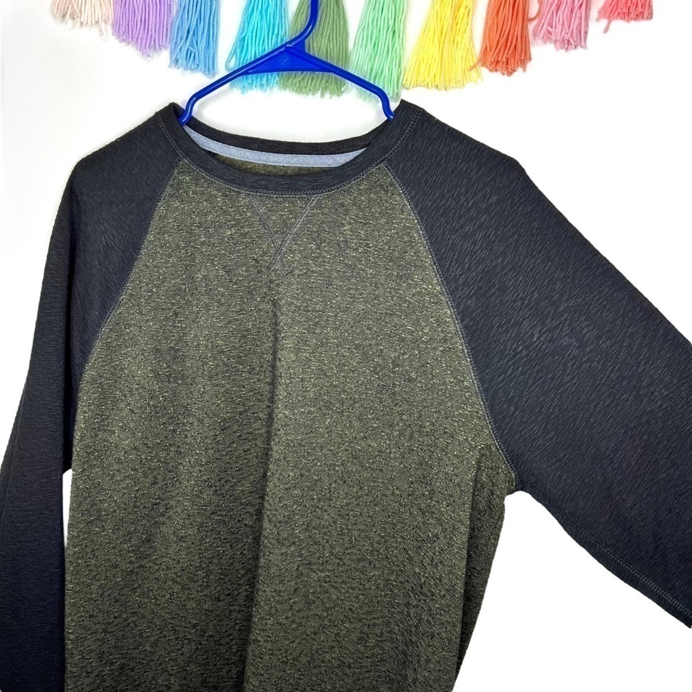 Levi’s Men’s Henley Cozy Crewneck Hunter Green Charcoal Gray Sweatshirt Medium - Picture 6 of 14